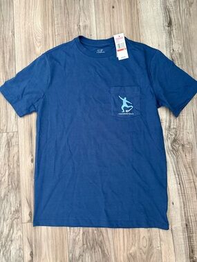 Vineyard Vines Blue Short Sleeve Pocket Tee with Light Blue Soccer